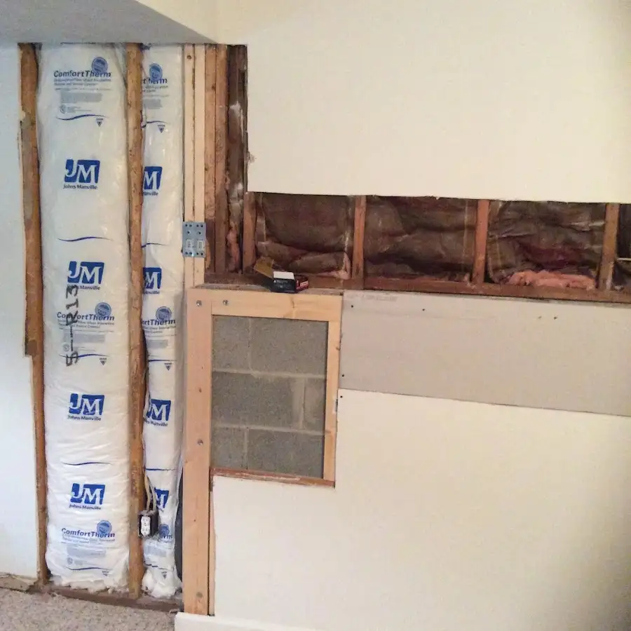 Wall insulation replacement during Contents Cleaning & Restoration in Joppatowne